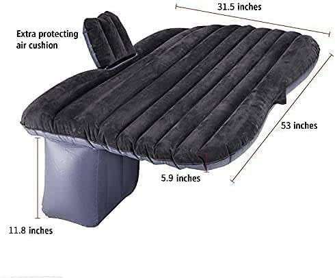 FBSPORT Car Travel Inflatable Mattress Air Bed Cushion Camping Universal Suv Extended Air Couch With Two Air Pillows (Black)