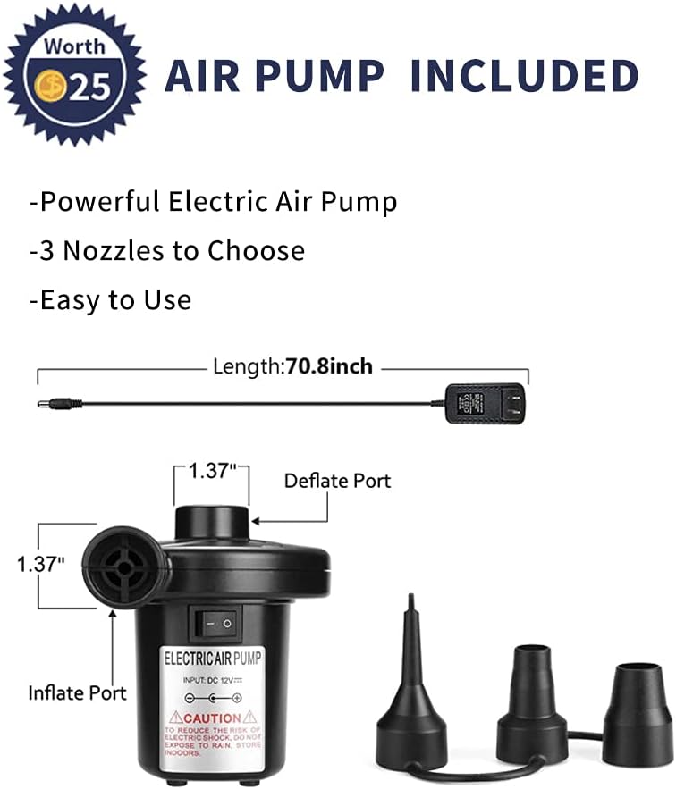 PLKO Inflatable Chair with Household air Pump,Air Sofa Inflatable Couch,Inflatable Lounge Chair for Indoor LivingRoom Bedroom ReadingRoom Office Balcony,Outdoor Travel Camping Picnic(Beige and Black)