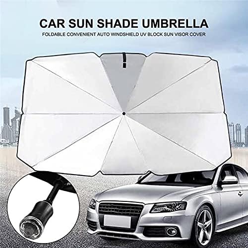 Car Sun shade Umbrella for car front Windshield Protect Vehicle from UV Sun Rays and Heat Foldable with Leather Cover (55 X 31) Size Suitable For All Cars