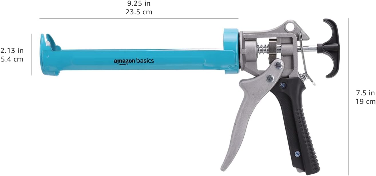Heavy Duty Sealant Caulking Gun - 310 ml (0.3 Litres) - 12:1 Thrust Ratio, Aluminium handle with plastic support grip, Blue/Grey