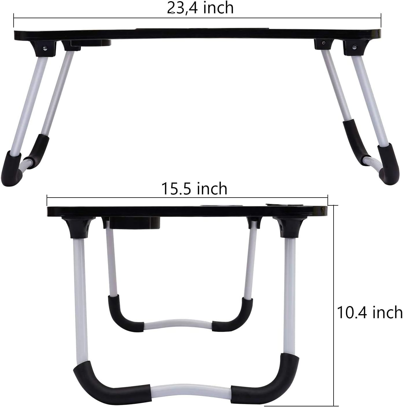 GHA Foldable Laptop Table, Portable Standing Bed Desk, Breakfast Serving Bed Tray, Notebook Computer Stand Reading Holder for Couch Floor, Black