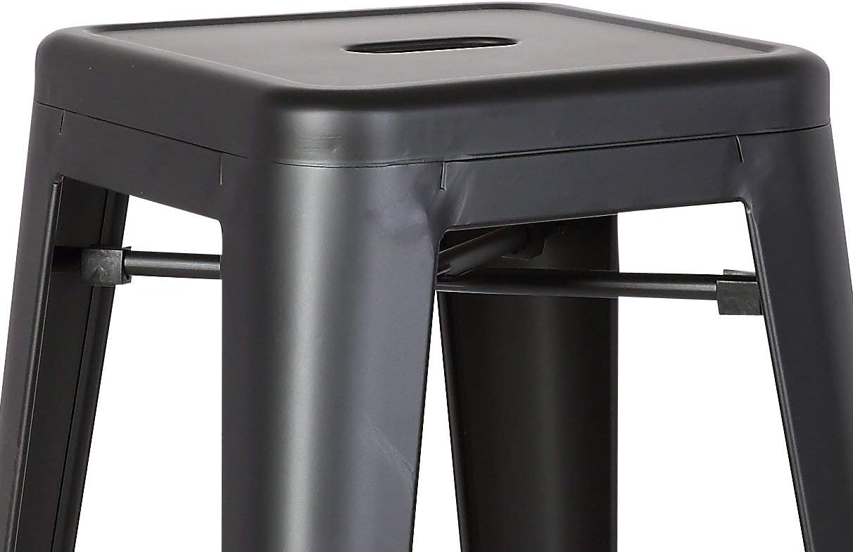 LANNY 76CM Metal Bar Stools High Backless Stools Bar Height Stools Patio Furniture Indoor/Outdoor Stackable Kitchen Stools Dining Chair (Matt Black)