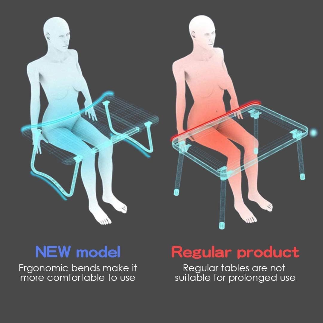 GHA Foldable Laptop Table, Portable Standing Bed Desk, Breakfast Serving Bed Tray, Notebook Computer Stand Reading Holder for Couch Floor, Black