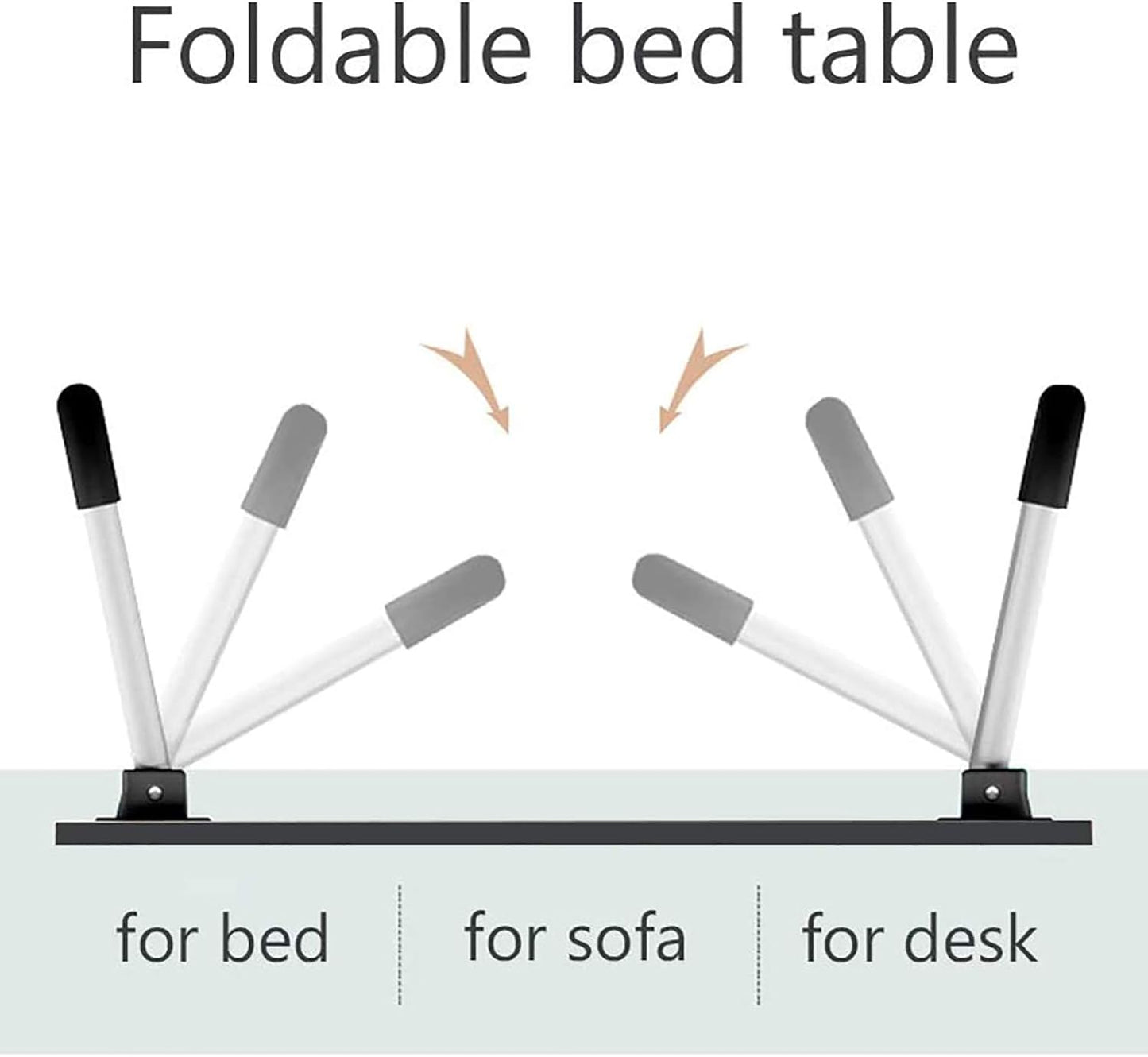 GHA Foldable Laptop Table, Portable Standing Bed Desk, Breakfast Serving Bed Tray, Notebook Computer Stand Reading Holder for Couch Floor, Black