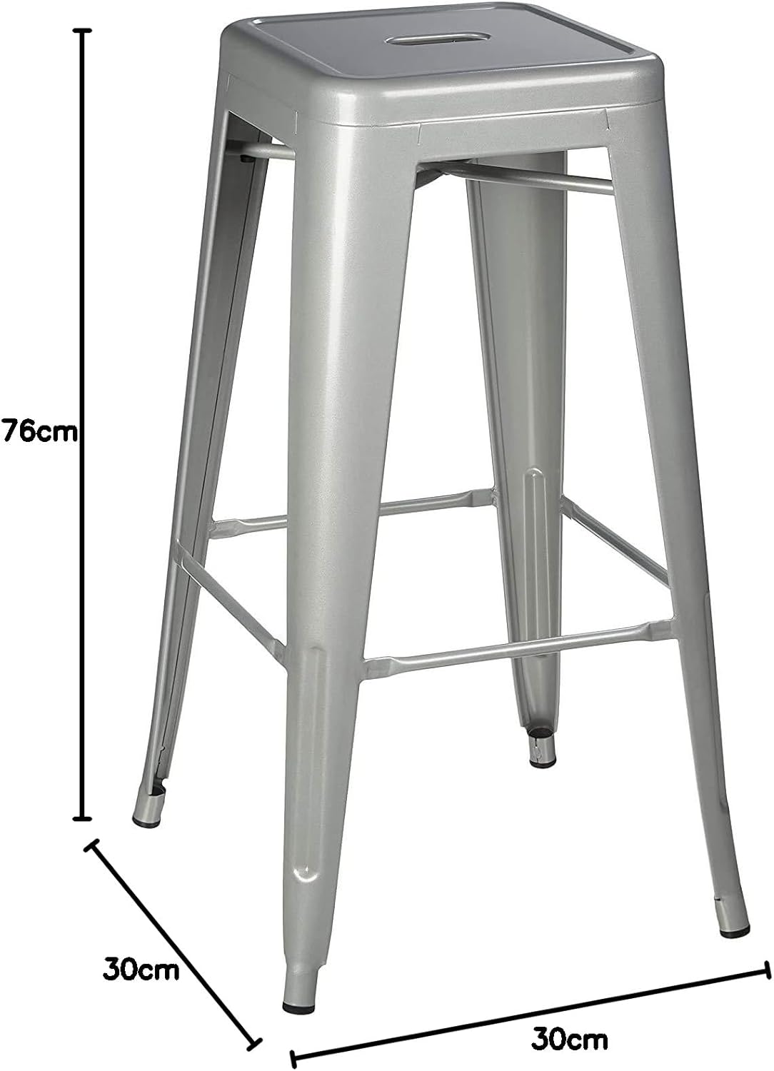 LANNY 76CM Metal Bar Stools High Backless Stools Bar Height Stools Patio Furniture Indoor/Outdoor Stackable Kitchen Stools Dining Chair (Matt Black)