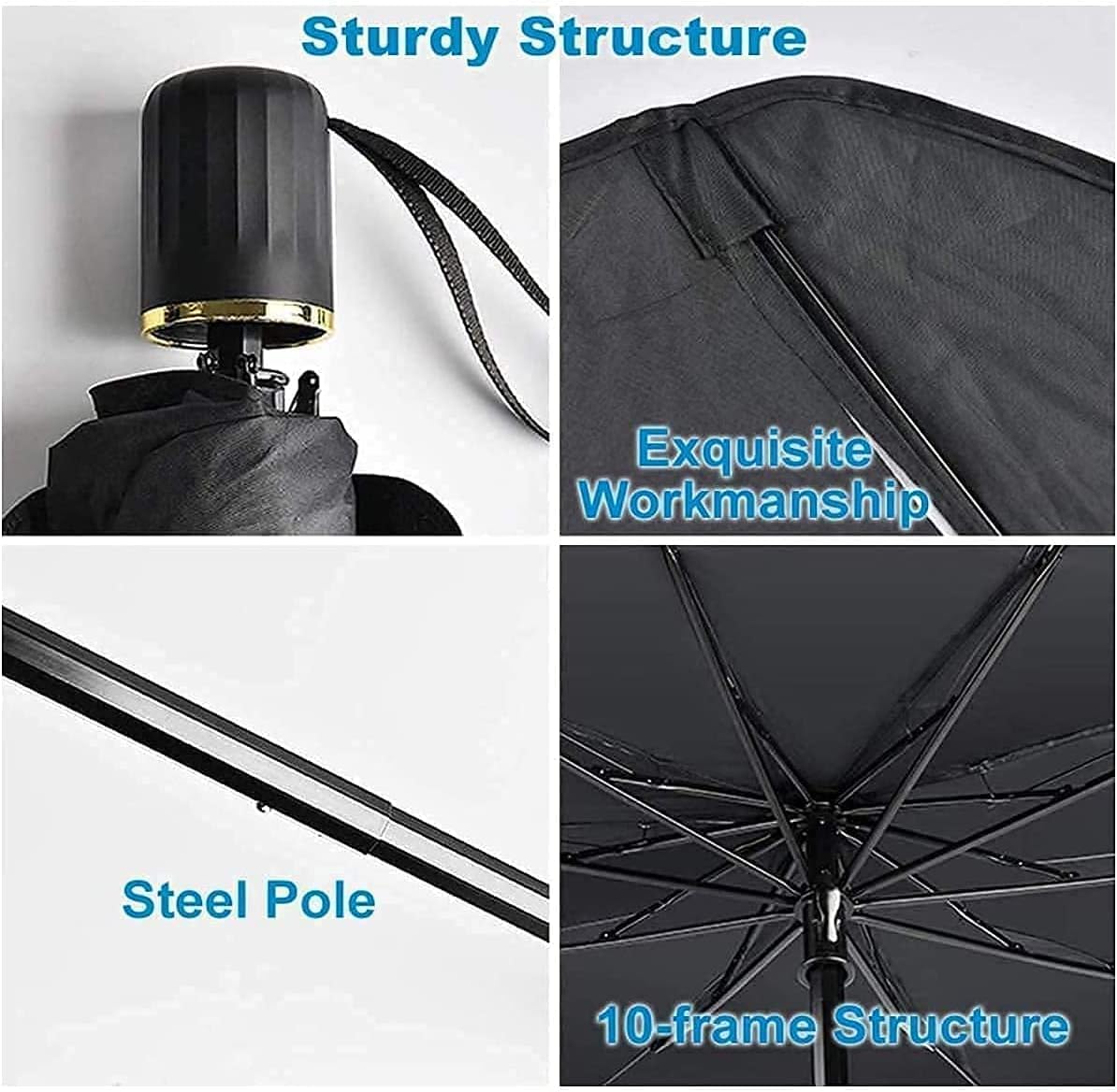 Car Sun shade Umbrella for car front Windshield Protect Vehicle from UV Sun Rays and Heat Foldable with Leather Cover (55 X 31) Size Suitable For All Cars