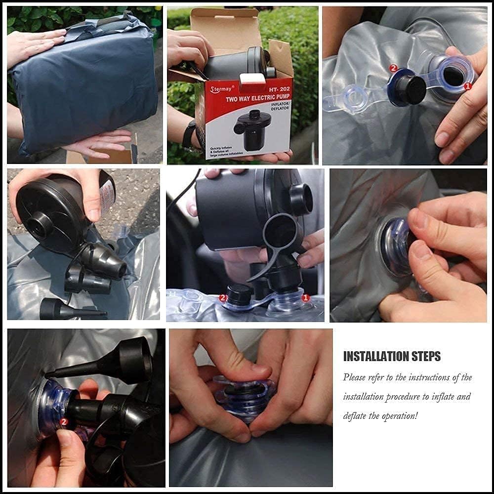 FBSPORT Car Travel Inflatable Mattress Air Bed Cushion Camping Universal Suv Extended Air Couch With Two Air Pillows (Black)