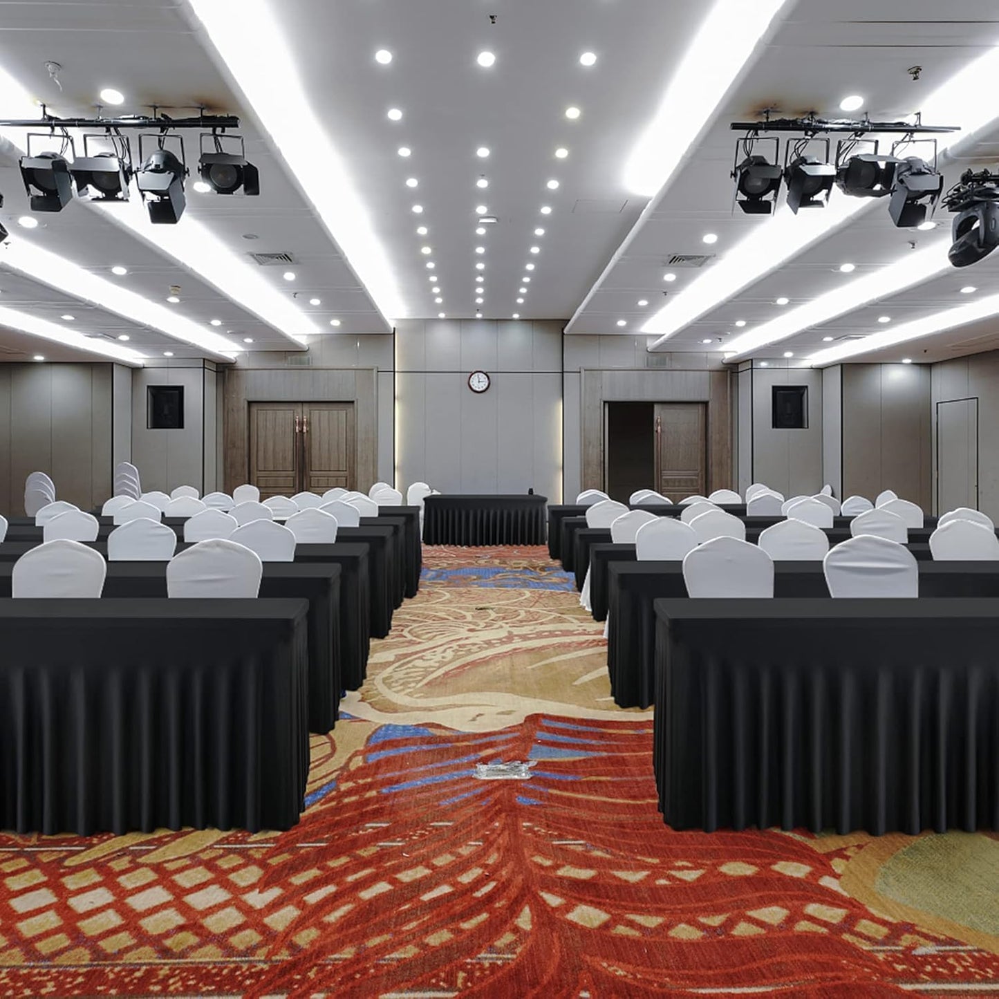 6ft Spandex Table Cloth for Standard Folding Tables Black Table Cover Table Protector for Party, Wedding, Cocktail, Banquet, Festival with Skirt Look