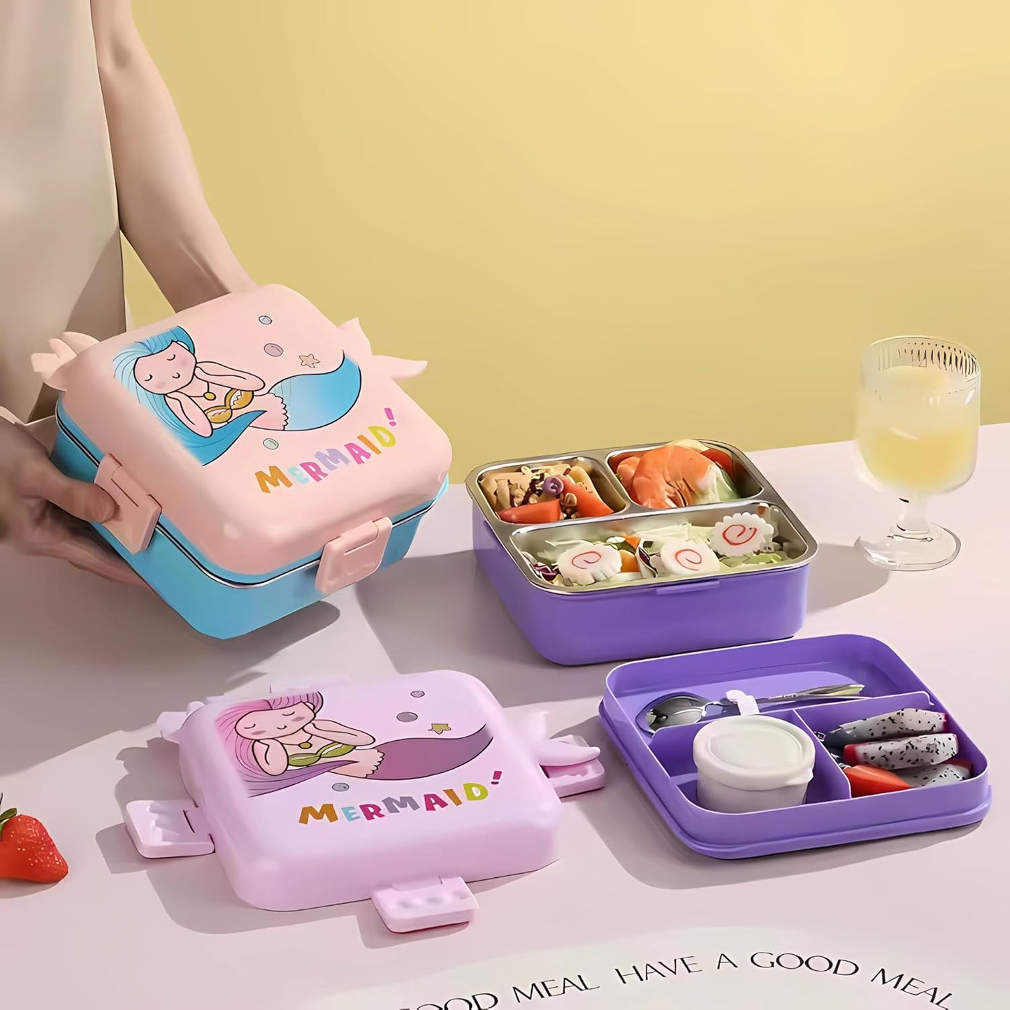 Kids Insulated Stainless Steel Double Decker Leakproof Bento Lunch Box