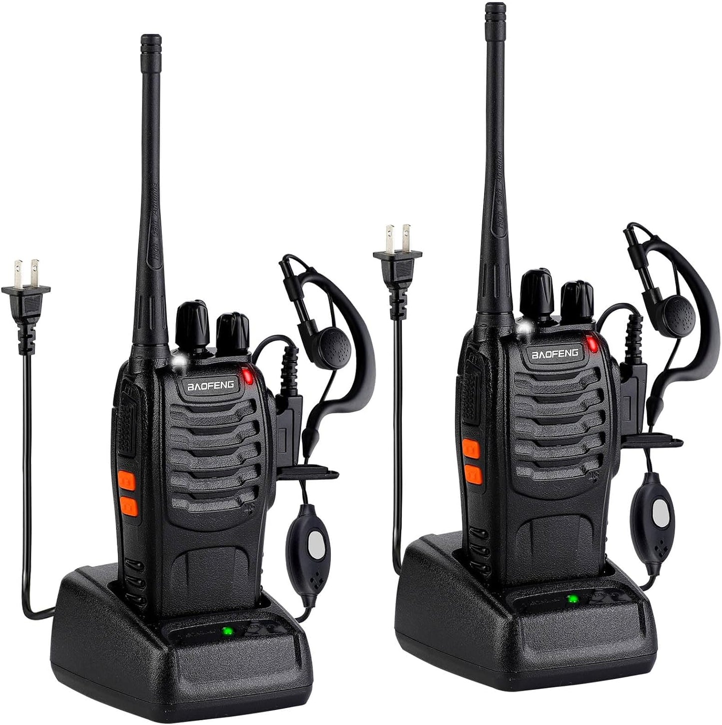 Baofeng Walkie Talkies 888S Rechargeable Long Range with Earpieces for Adults, 16 Channel Professional Radio Handheld Two Way Radios Li-ion Battery and Charger Included