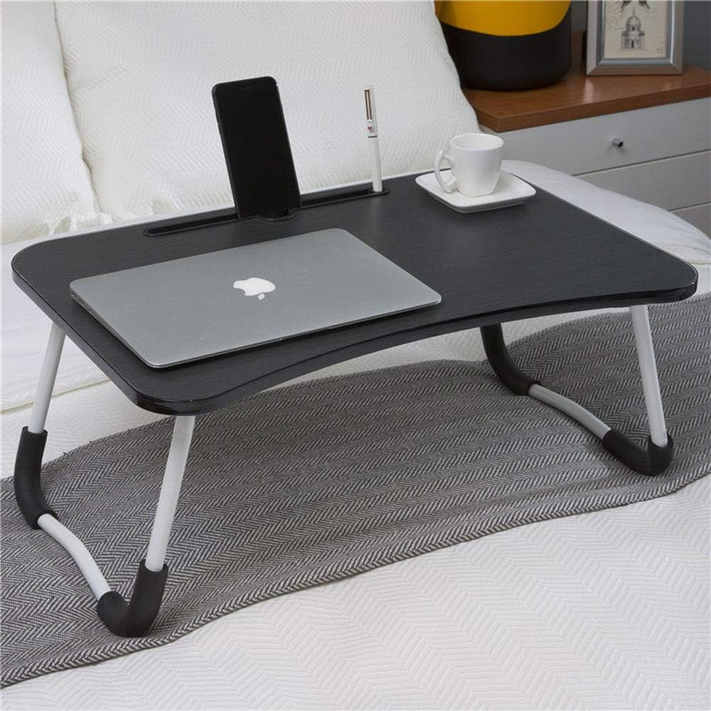 GHA Foldable Laptop Table, Portable Standing Bed Desk, Breakfast Serving Bed Tray, Notebook Computer Stand Reading Holder for Couch Floor, Black