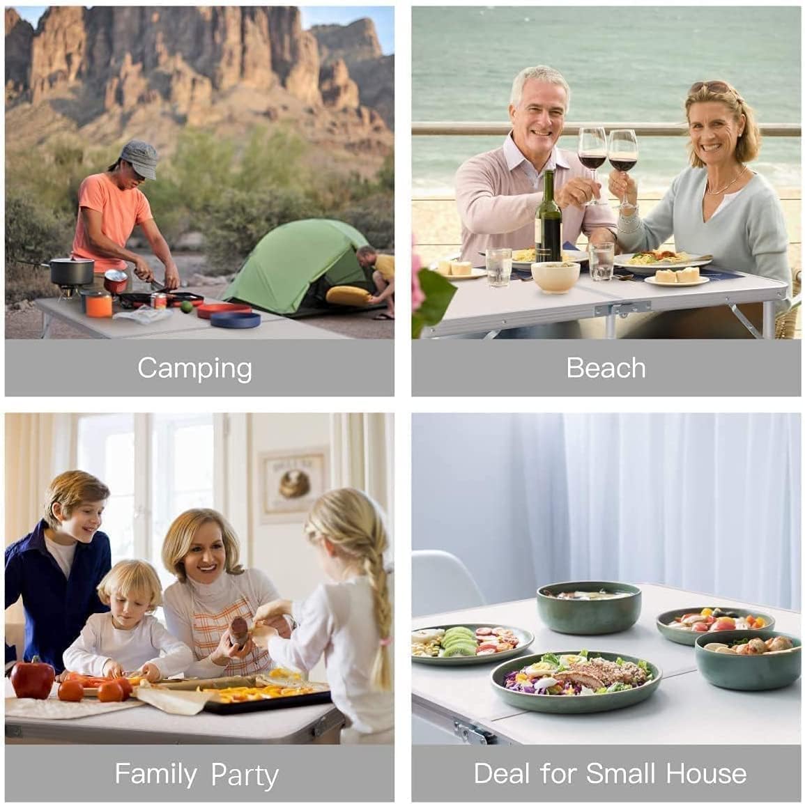 Folding Trestle Outdoor Camping Table, Aluminum Alloy Folding Picnic Table(120Γ60Γ70cm)