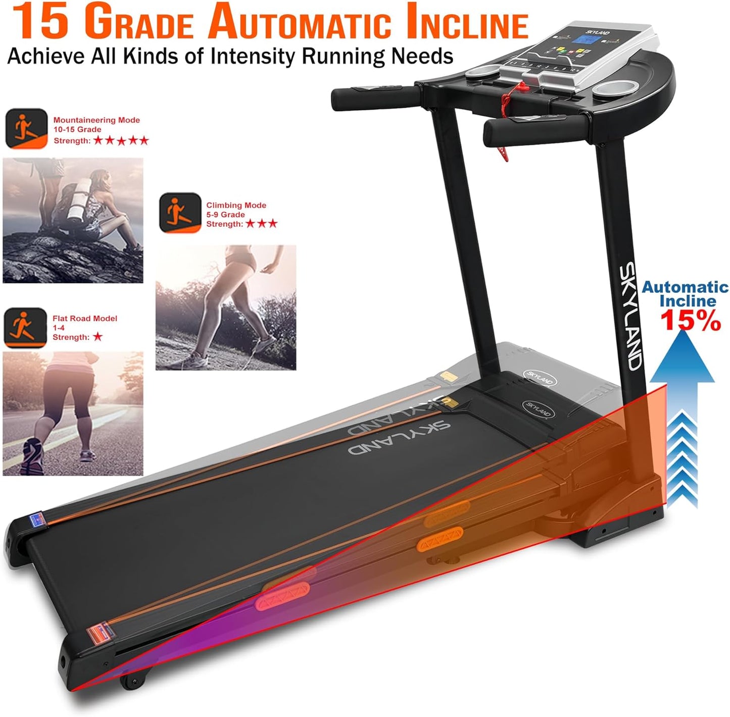 Treadmill Compact & Versatile with Built-In Bluetooth Speaker/Foldable Electric Running Machine for home and Office/Automatic Incline/Durable Belt for Safe Workouts-EM-1297