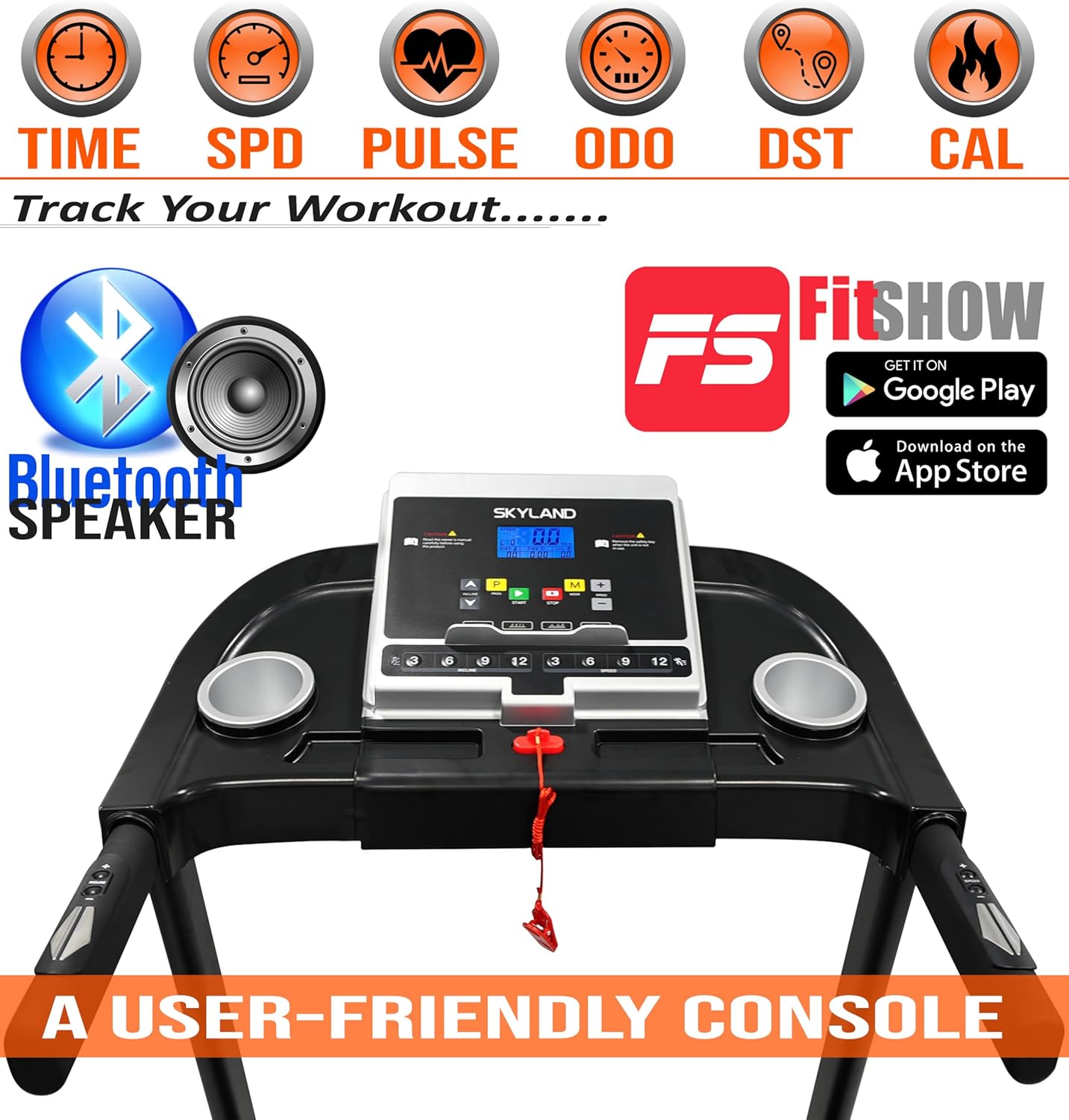 Treadmill Compact & Versatile with Built-In Bluetooth Speaker/Foldable Electric Running Machine for home and Office/Automatic Incline/Durable Belt for Safe Workouts-EM-1297