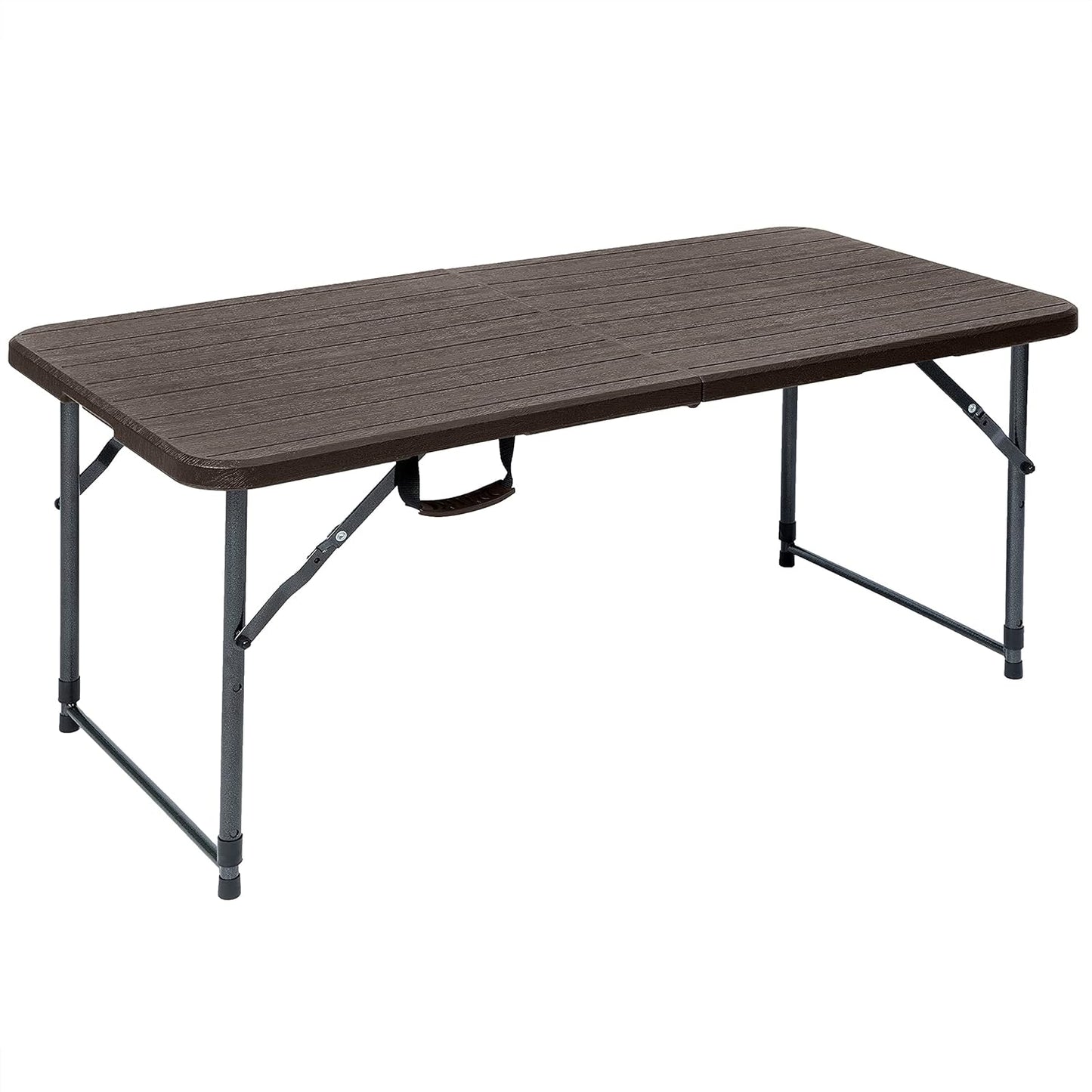 LANNY Portable Plastic Folding Table SZK120 Wood Design 120 * 60 cm for 4-6 person Party/Picnic/Garden/Dining/Kitchen/Buffee/Restaurant (brown2)