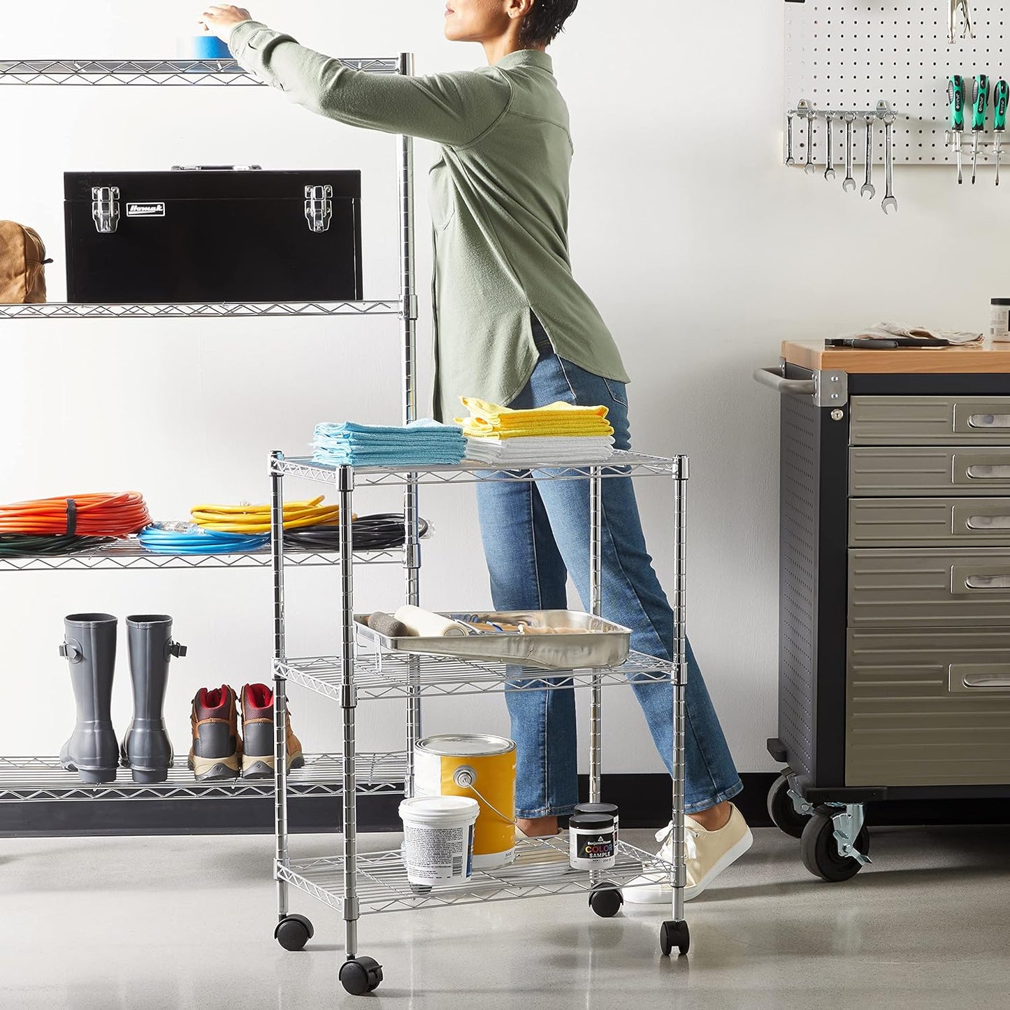 5-Shelf Storage Unit With Height Adjustable Shelves and Levelling Feet, 795 kg Max Weight, Black, 35.6 D x 91.4 W x 182.9 H cm
