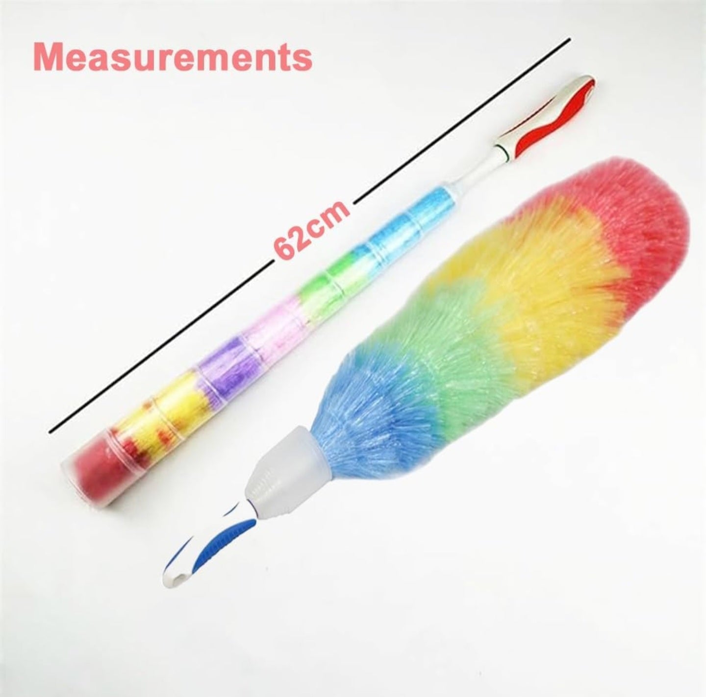 GHA Feather Duster 62cm Washable Duster with Plastic Protective Shell Retractable and Bendable Duster Color Chicken Dust Removal Household Car Microfiber Duster