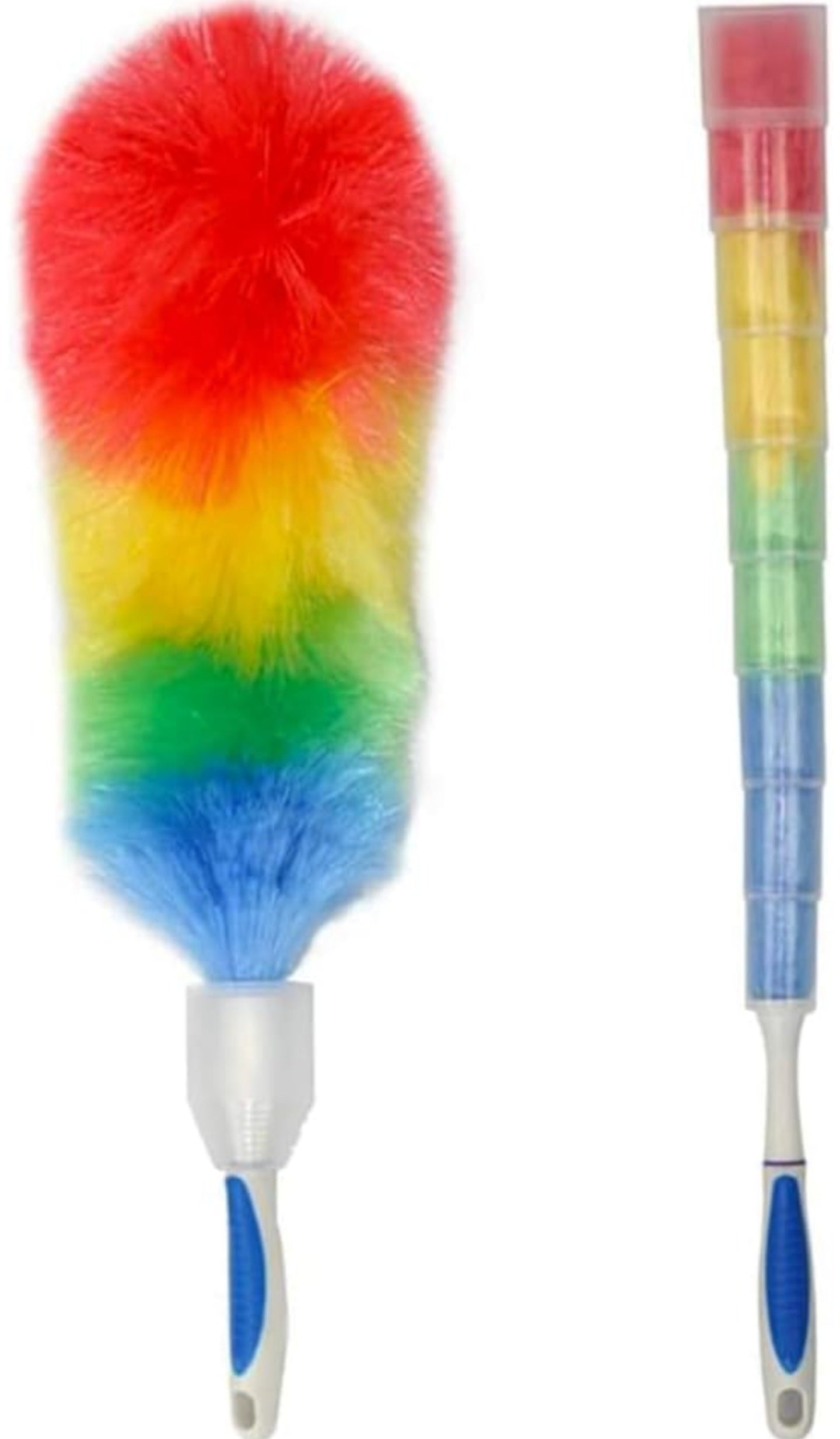 GHA Feather Duster 62cm Washable Duster with Plastic Protective Shell Retractable and Bendable Duster Color Chicken Dust Removal Household Car Microfiber Duster