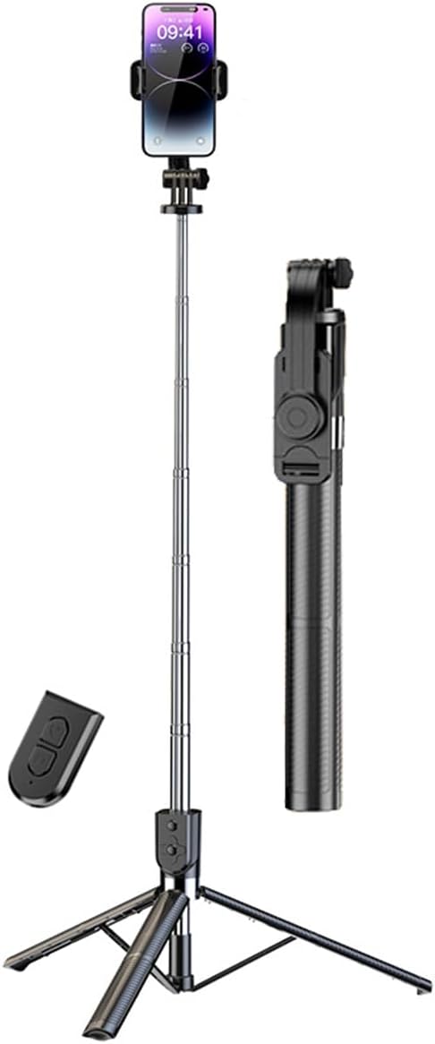 ECVV 170cm Phone Selfie Stick Tripod with Remote Control Portable Rotate Phone Holder Extendable Tripod Stand Compatible with iPhone Android Smartphone
