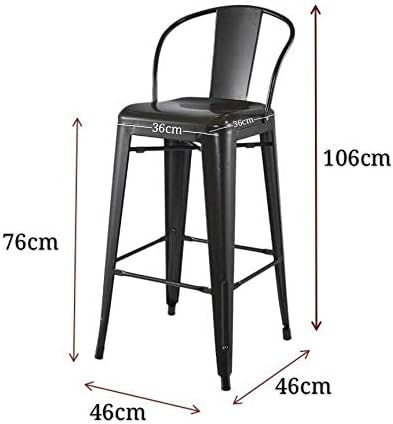 Modern Light Weight Industrial Metal Barstools 4 Leg Design with Back Support, for Home/office/Restaurant/Desk/Bar/Caferteria/Kitchen/Coffee, Matt Black