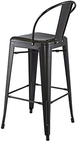 Modern Light Weight Industrial Metal Barstools 4 Leg Design with Back Support, for Home/office/Restaurant/Desk/Bar/Caferteria/Kitchen/Coffee, Matt Black