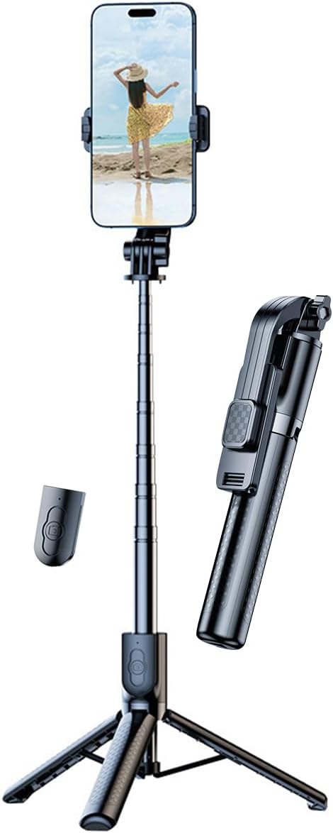 ECVV 170cm Phone Selfie Stick Tripod with Remote Control Portable Rotate Phone Holder Extendable Tripod Stand Compatible with iPhone Android Smartphone
