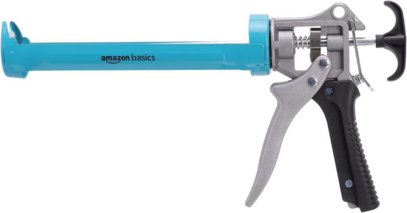 Heavy Duty Sealant Caulking Gun - 310 ml (0.3 Litres) - 12:1 Thrust Ratio, Aluminium handle with plastic support grip, Blue/Grey