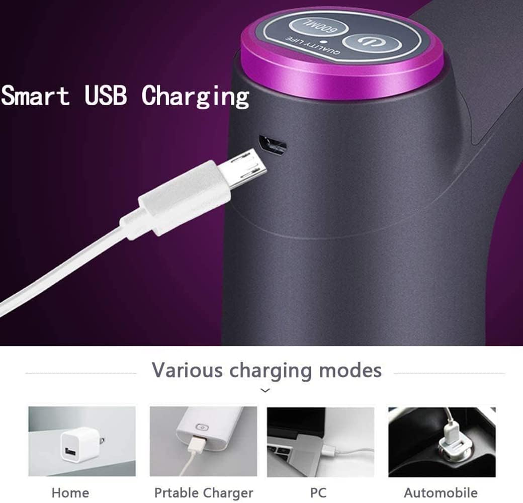 USB Charging Water Bottle Pump for 3-5 Gallon Bottles - Automatic Drinking Water Dispenser for Home Office (Black)
