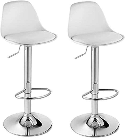 GHA Bar Stool Chairs High Stool Chair Adjustable Stool For Counter Home Coffee, Pack Of 2 (White)