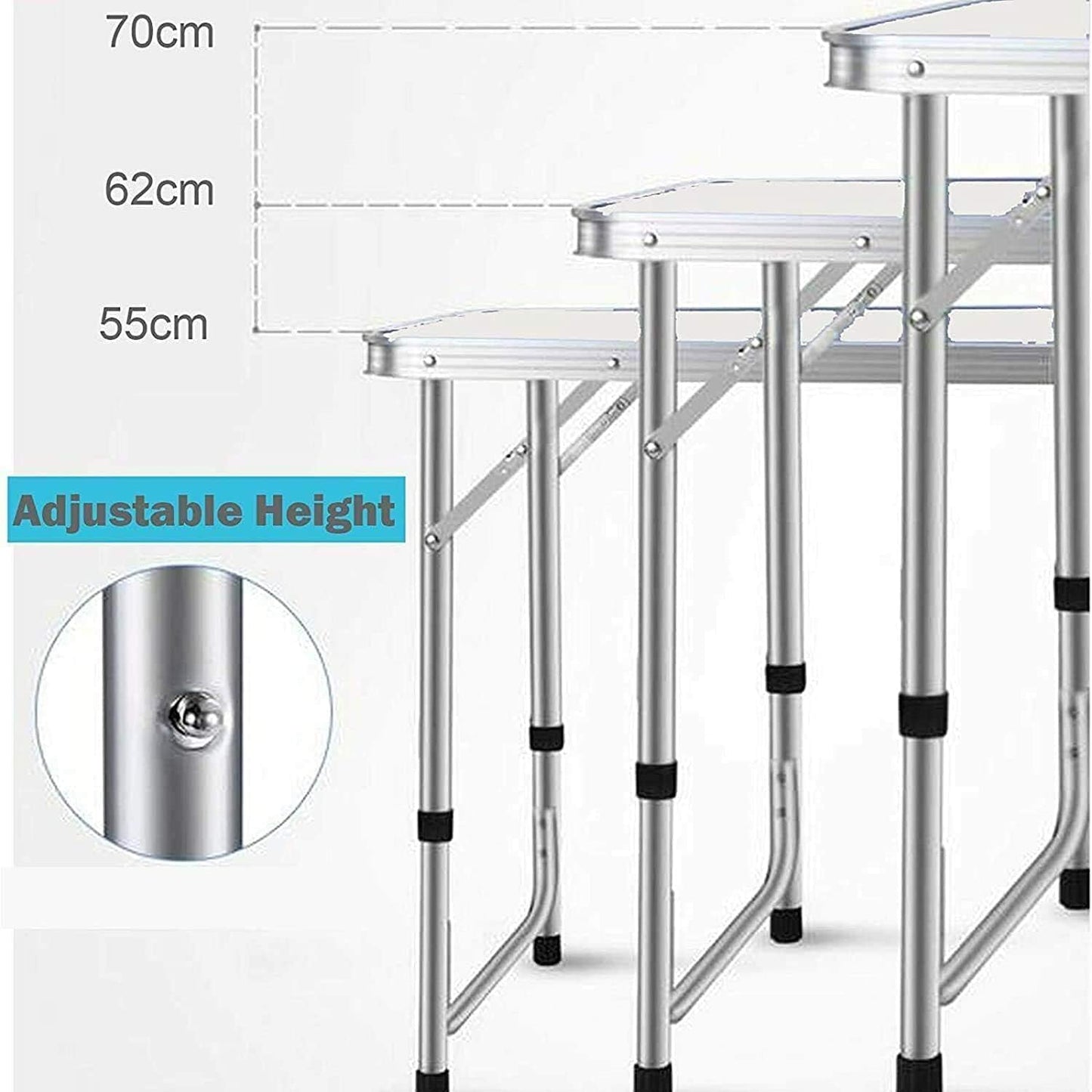 Folding Trestle Outdoor Camping Table, Aluminum Alloy Folding Picnic Table(120×60×70cm)