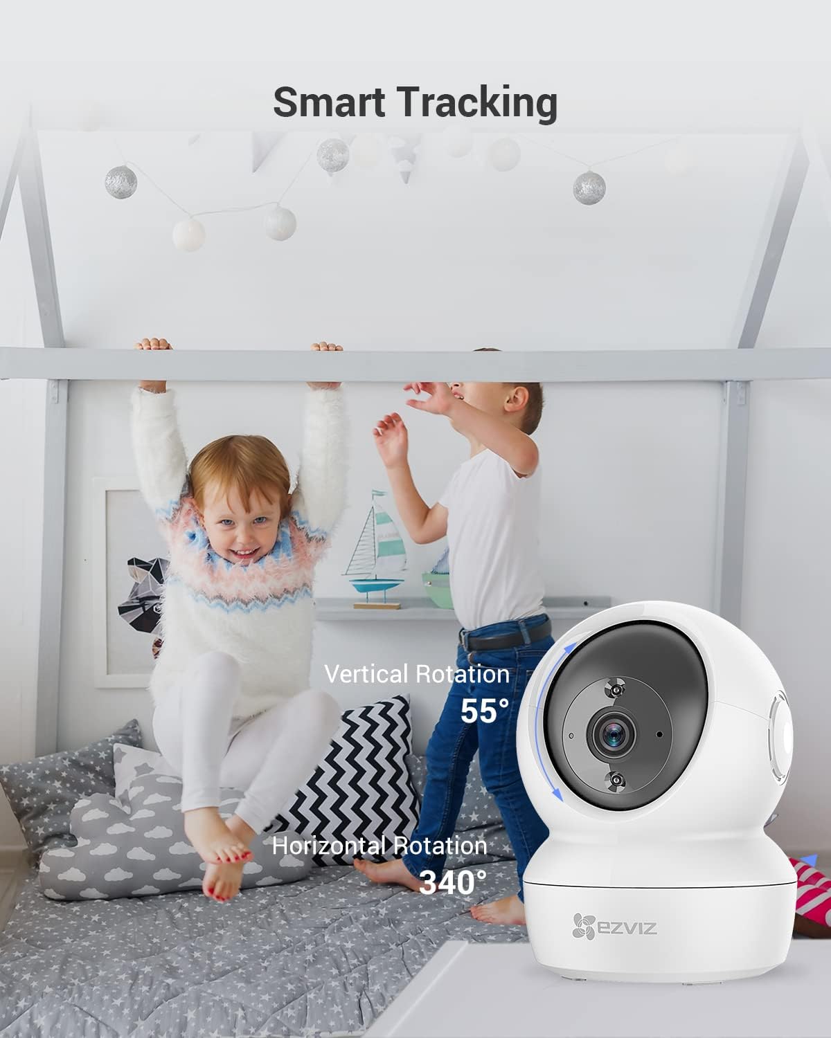 C6N Security Camera, 1080p CCTV Camera for Home, Wifi Indoor 360 Camera, Baby Monitor Surveillance Camera with Motion Detection, Smart Tracking, Two-Way Audio, Night Vision, Works With Alexa