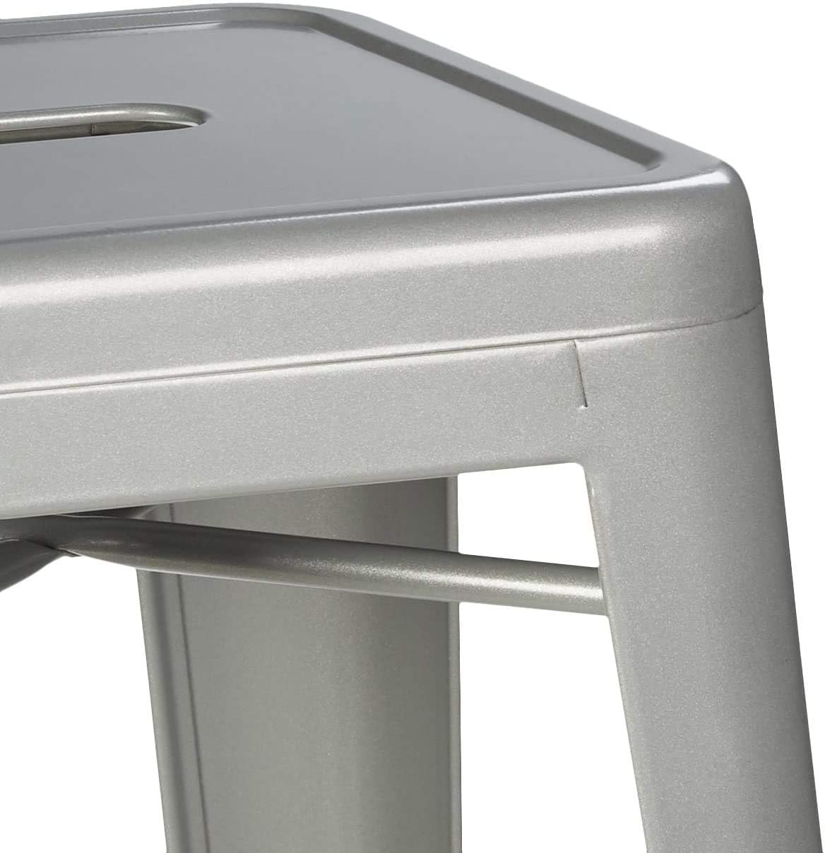 LANNY 76CM Metal Bar Stools High Backless Stools Bar Height Stools Patio Furniture Indoor/Outdoor Stackable Kitchen Stools Dining Chair (Matt Black)