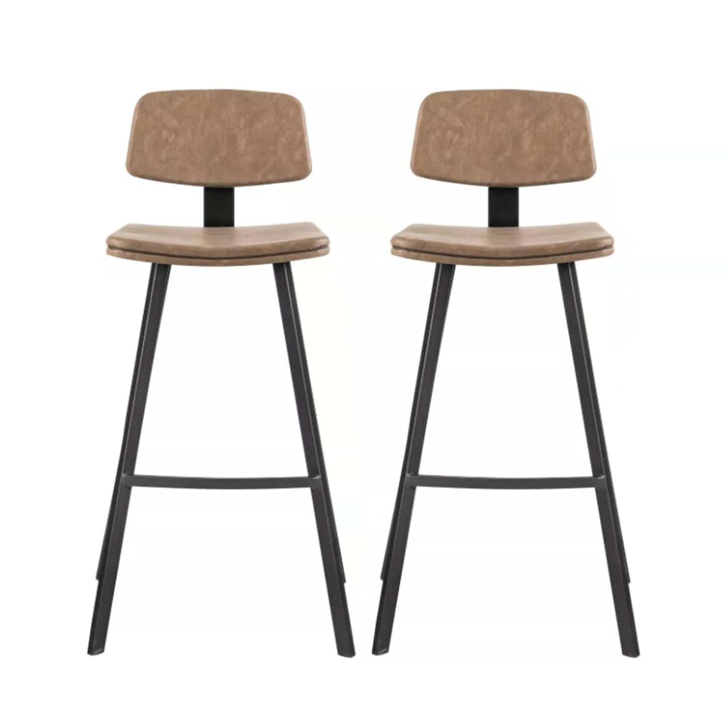 LANNY Velvet Grey Bar Stools Set of 2 Grey Office Cocktail High Chair Height for Pub Coffee Home Dinning Kitchen T1025 with Back and Footrest Modern (Grey Velvet)