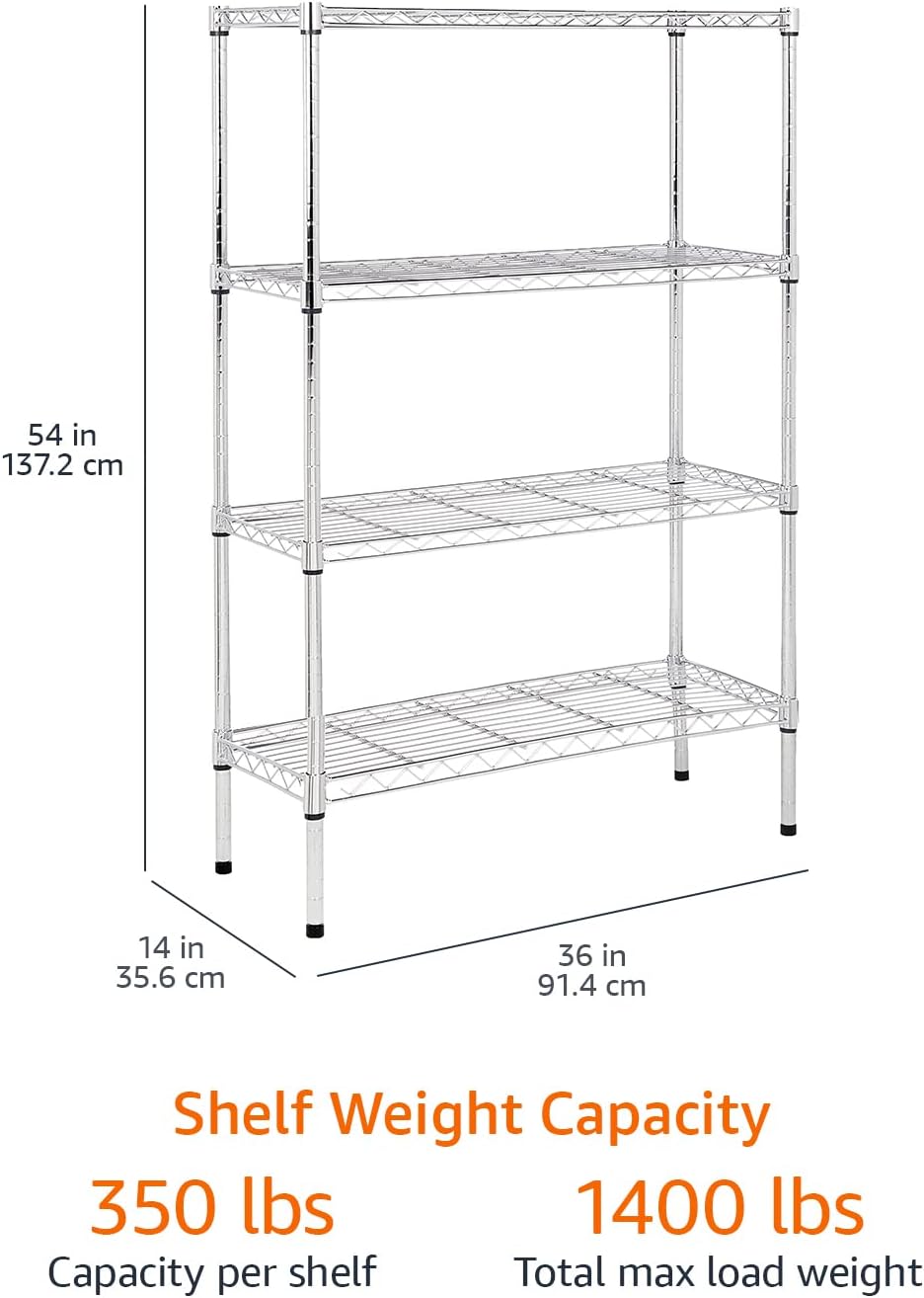 5-Shelf Storage Unit With Height Adjustable Shelves and Levelling Feet, 795 kg Max Weight, Black, 35.6 D x 91.4 W x 182.9 H cm