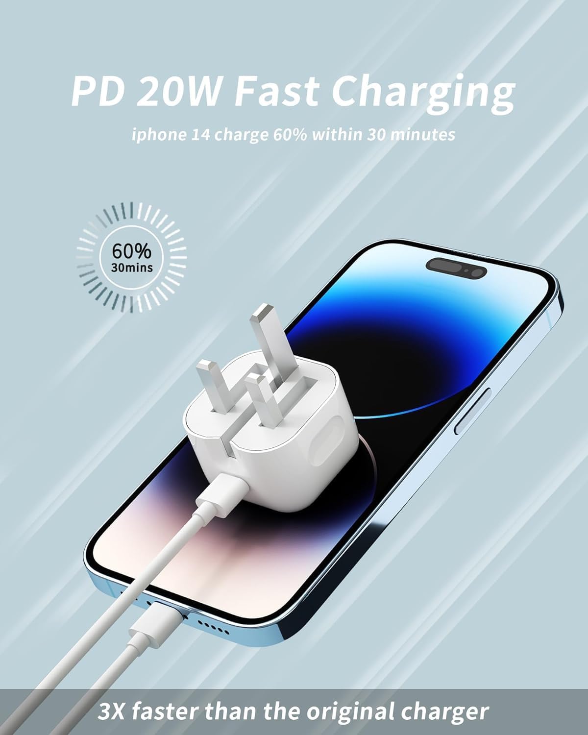 for iPhone Charger,20W PD USB C Charging Plug with 2M Lightning Cable for iPhone 14 13 12 11 Pro Max XR XS X,iPad