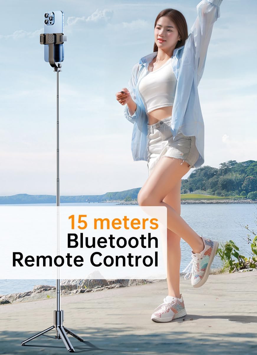 ECVV 170cm Phone Selfie Stick Tripod with Remote Control Portable Rotate Phone Holder Extendable Tripod Stand Compatible with iPhone Android Smartphone