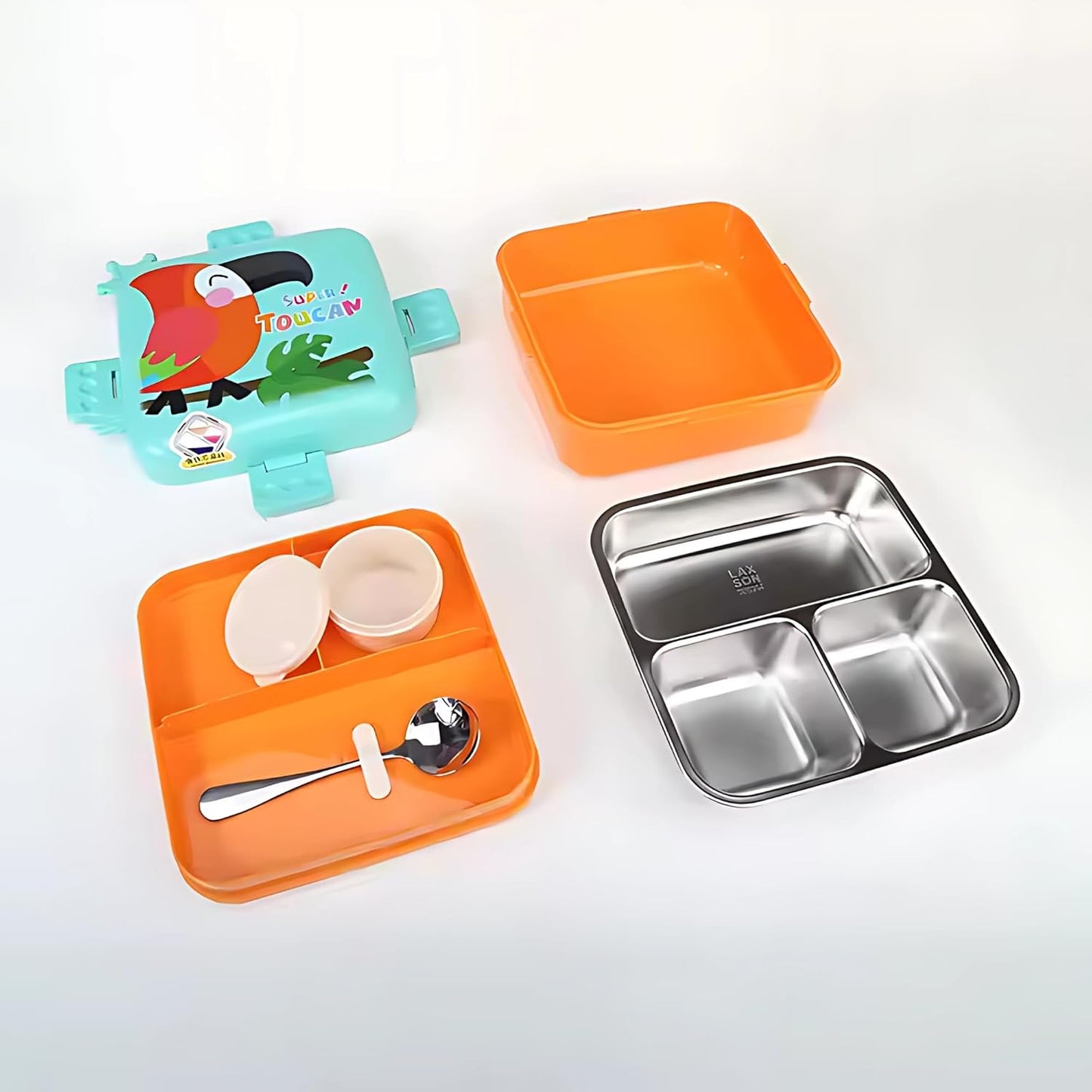 Kids Insulated Stainless Steel Double Decker Leakproof Bento Lunch Box