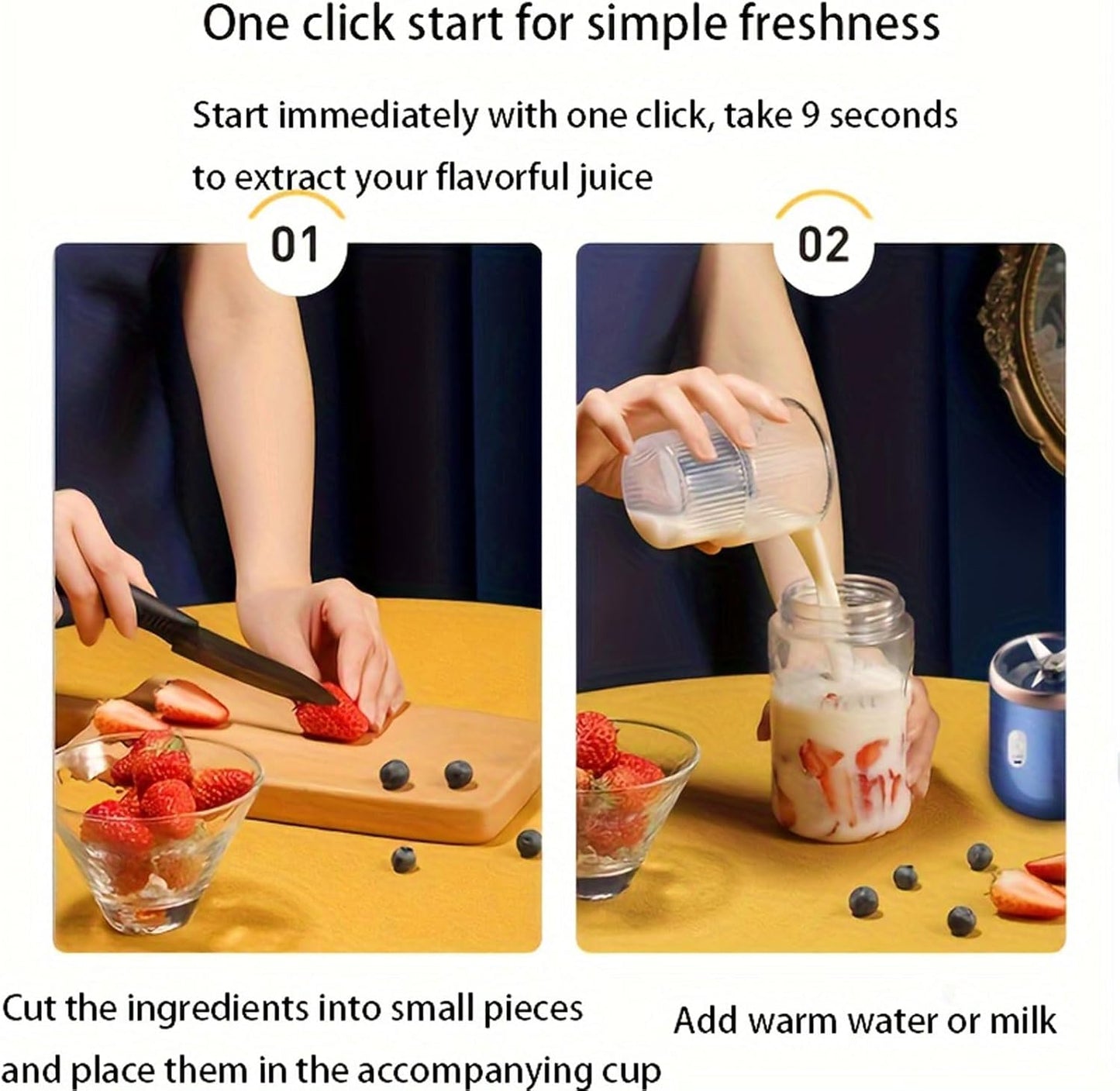 Portable Wireless Electric Juicer Blender | Powerful Fruit Vegetable Juicer Blender | 400ML Transparent Juice Cup