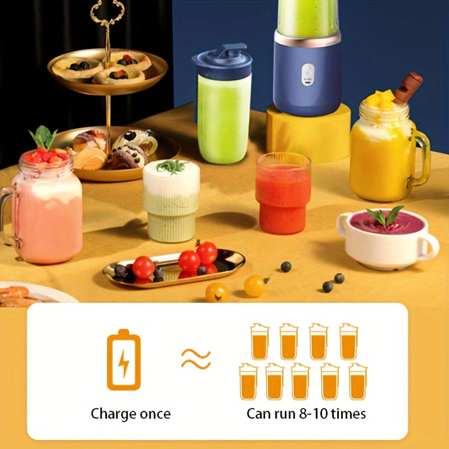 Portable Wireless Electric Juicer Blender | Powerful Fruit Vegetable Juicer Blender | 400ML Transparent Juice Cup