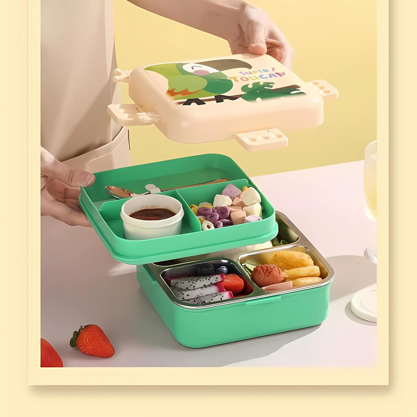 Kids Insulated Stainless Steel Double Decker Leakproof Bento Lunch Box
