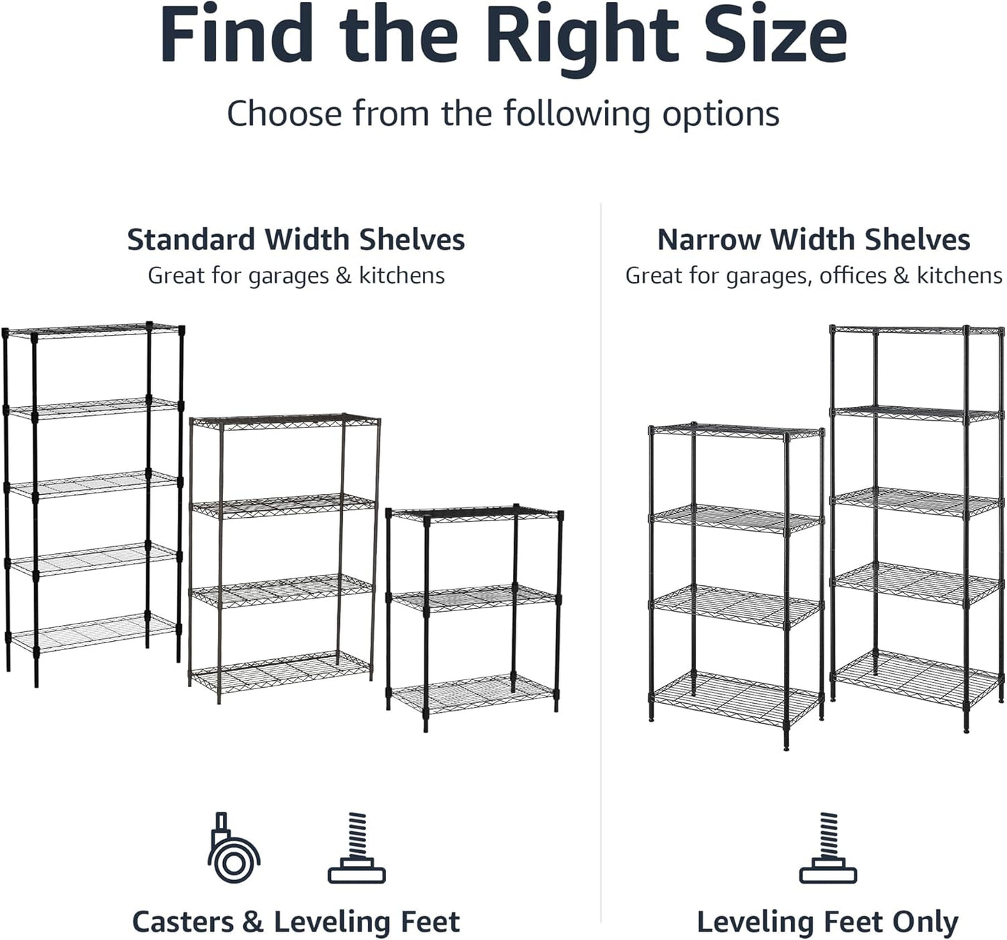 5-Shelf Storage Unit With Height Adjustable Shelves and Levelling Feet, 795 kg Max Weight, Black, 35.6 D x 91.4 W x 182.9 H cm