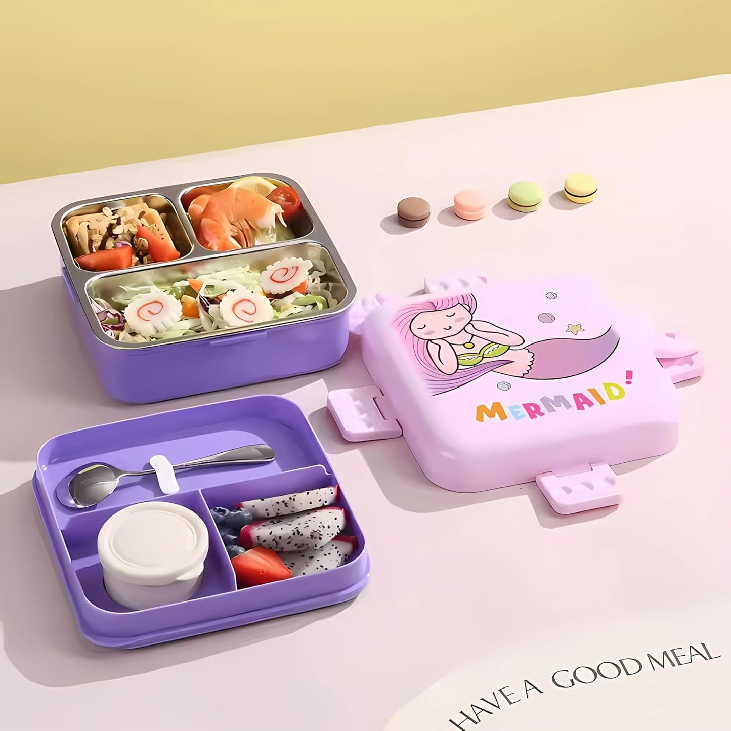 Kids Insulated Stainless Steel Double Decker Leakproof Bento Lunch Box