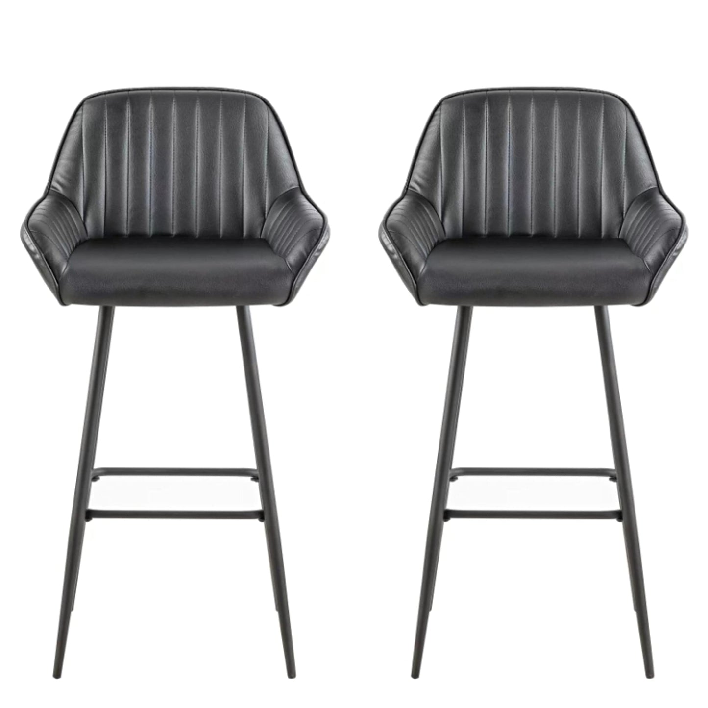 LANNY Velvet Grey Bar Stools Set of 2 Grey Office Cocktail High Chair Height for Pub Coffee Home Dinning Kitchen T1025 with Back and Footrest Modern (Grey Velvet)