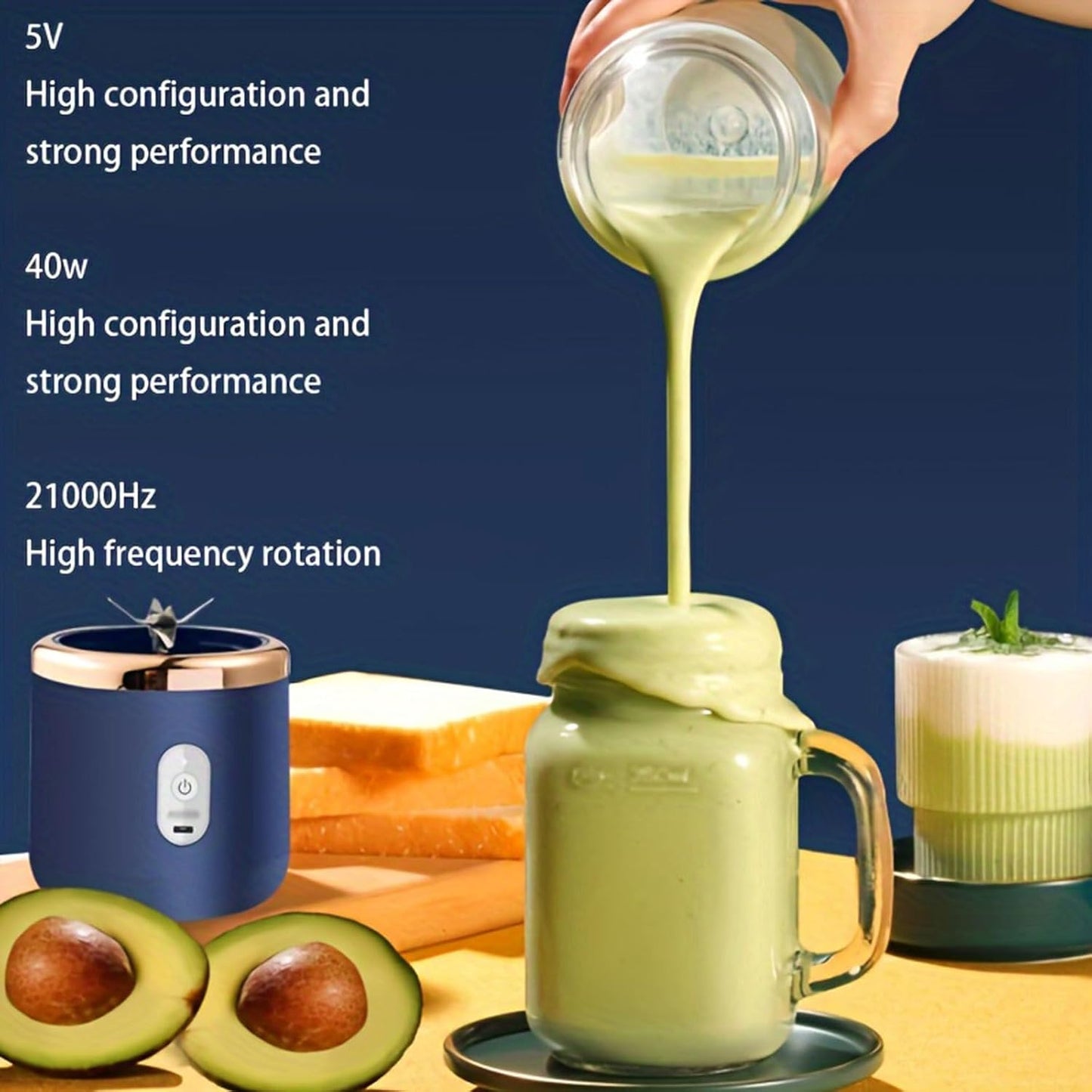 Portable Wireless Electric Juicer Blender | Powerful Fruit Vegetable Juicer Blender | 400ML Transparent Juice Cup
