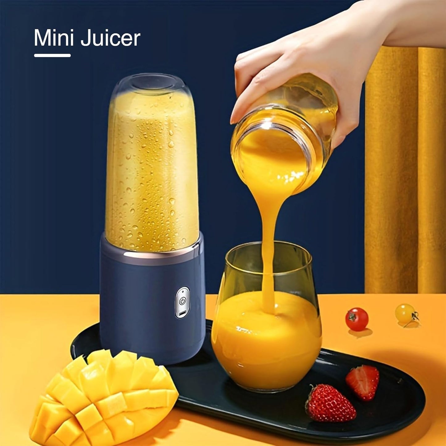 Portable Wireless Electric Juicer Blender | Powerful Fruit Vegetable Juicer Blender | 400ML Transparent Juice Cup