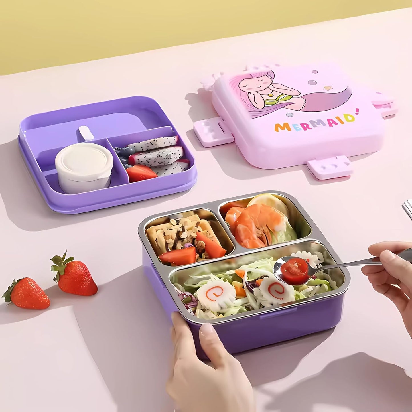 Kids Insulated Stainless Steel Double Decker Leakproof Bento Lunch Box