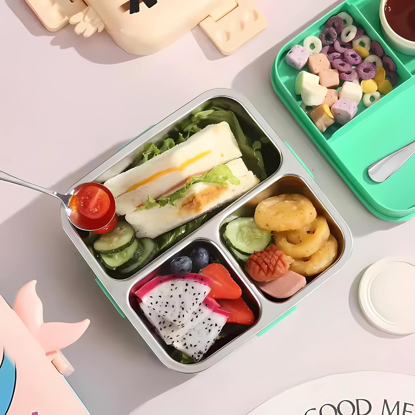 Kids Insulated Stainless Steel Double Decker Leakproof Bento Lunch Box