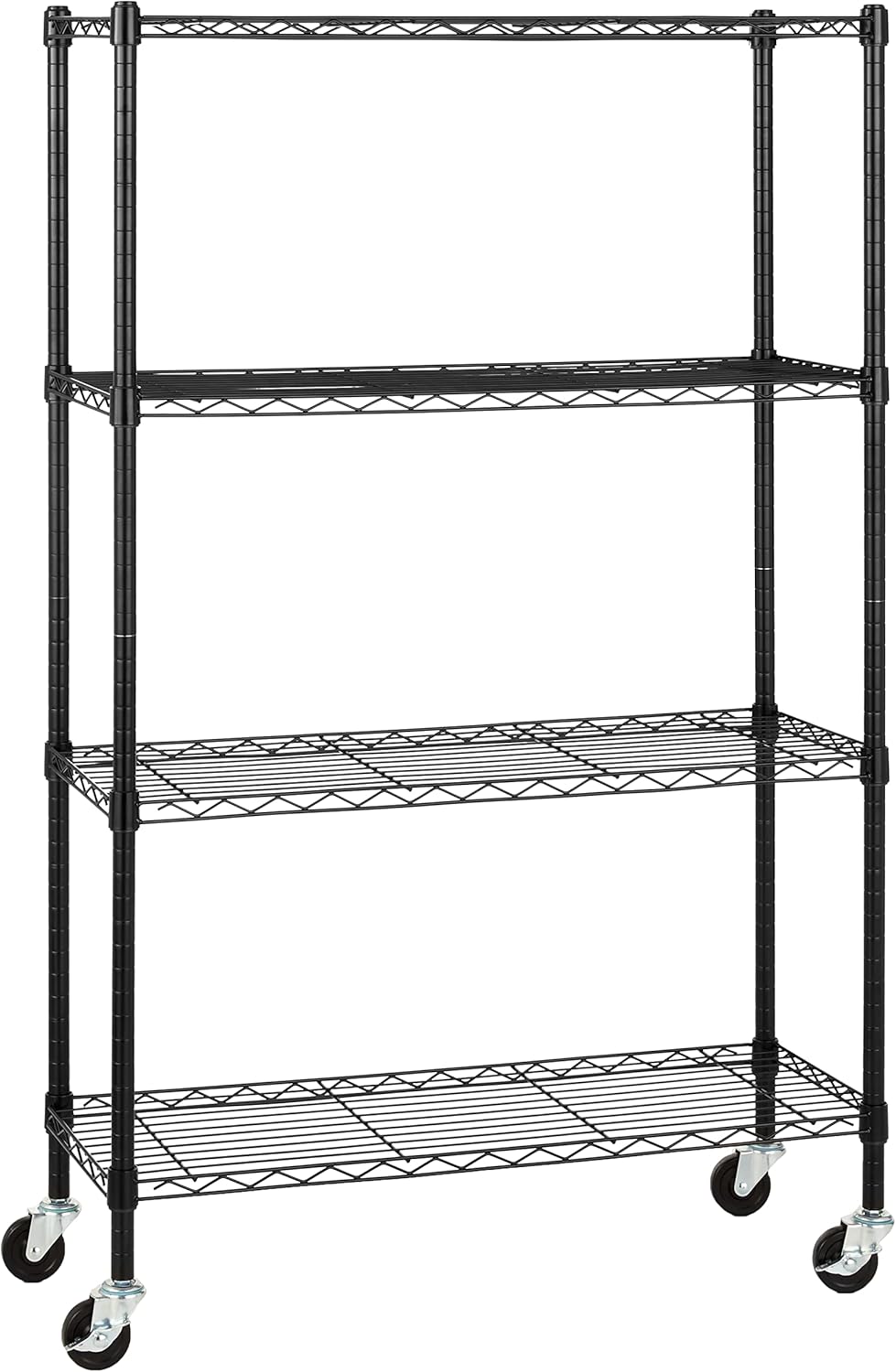 5-Shelf Storage Unit With Height Adjustable Shelves and Levelling Feet, 795 kg Max Weight, Black, 35.6 D x 91.4 W x 182.9 H cm