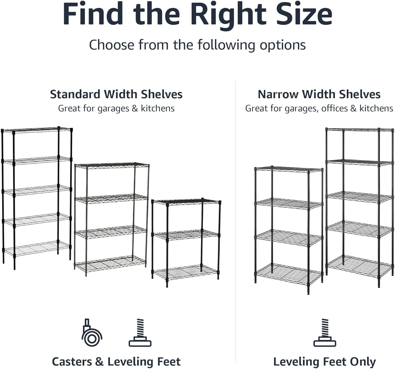 5-Shelf Storage Unit With Height Adjustable Shelves and Levelling Feet, 795 kg Max Weight, Black, 35.6 D x 91.4 W x 182.9 H cm