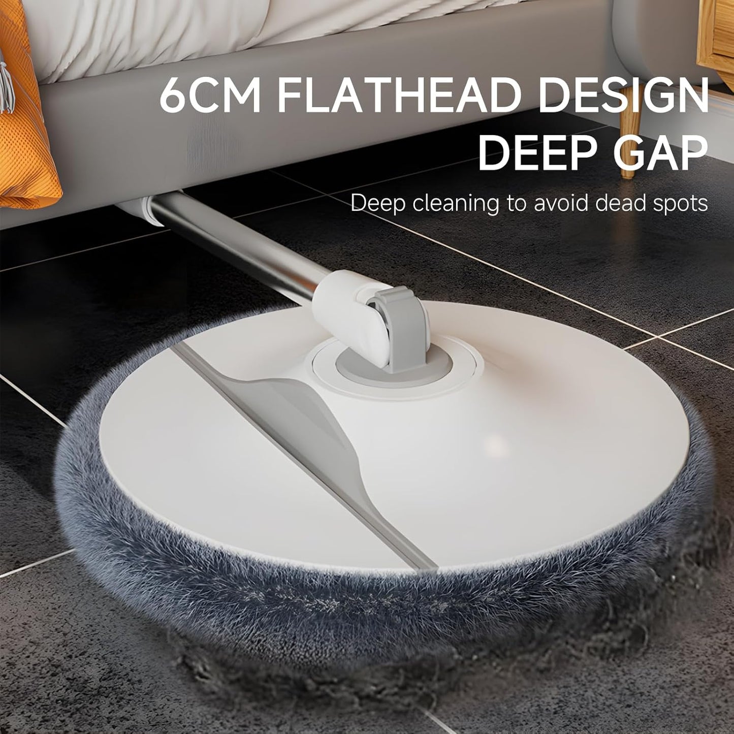 Spin Mop Set with Self Separating Sewage And Clean Water System, 360 ° Rotating Bucket Set Adjustable Versatile Handle Equipped With 2replacement Washable Microfiber Mop Head